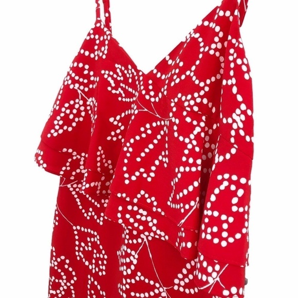 KARL LAGERFELD Paris NWT Dotted Floral Strap Dress Size 4 in Red and White - Picture 5 of 12